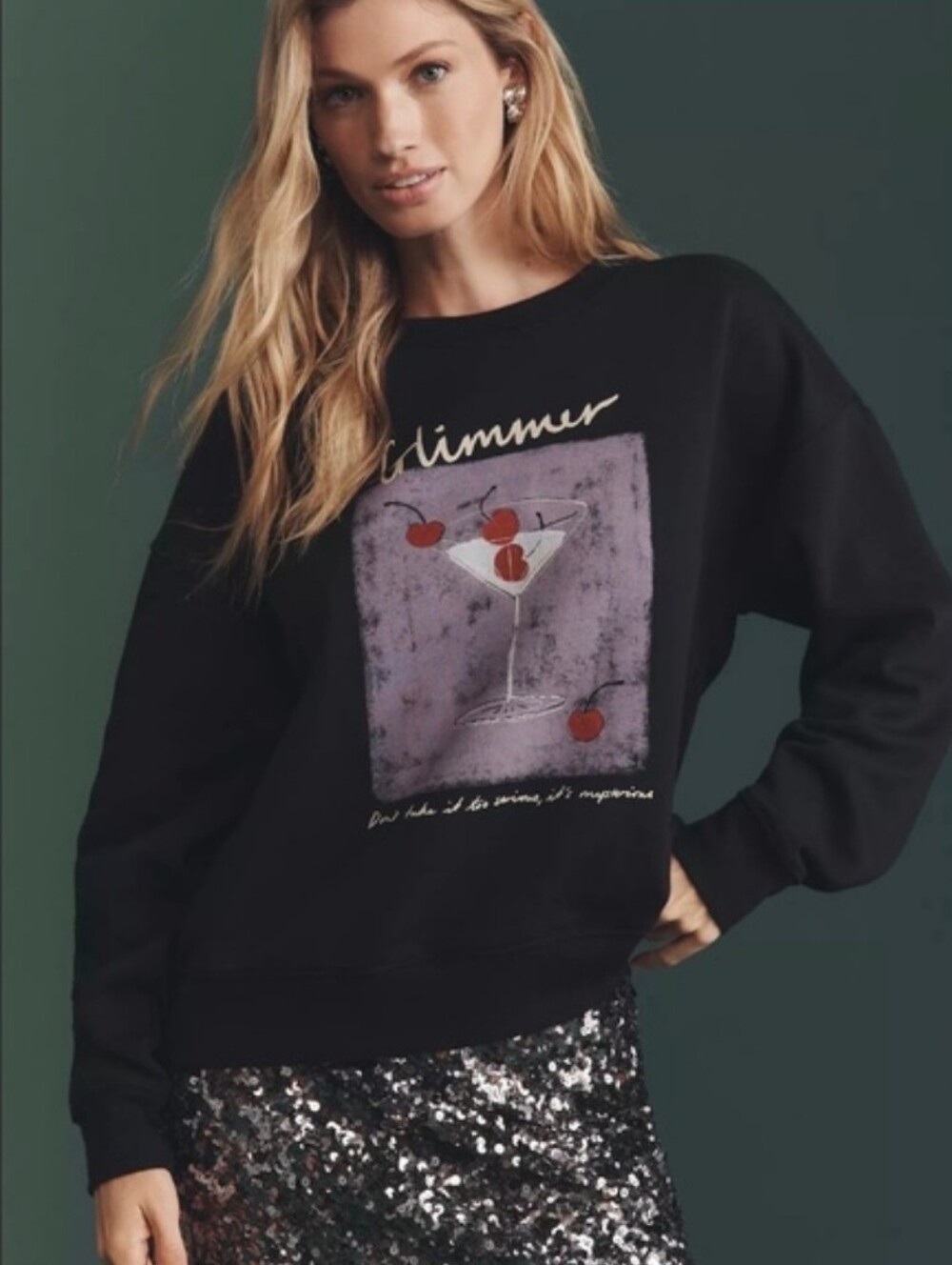 Anthropologie Maeve x Natalia Bagniewska Cocktail Sweatshirt Top GLIMMER Sz M